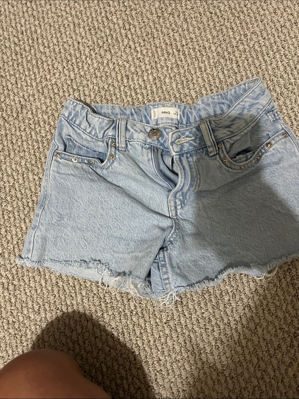 Mango Pale Blue Denim Cutoff Shorts